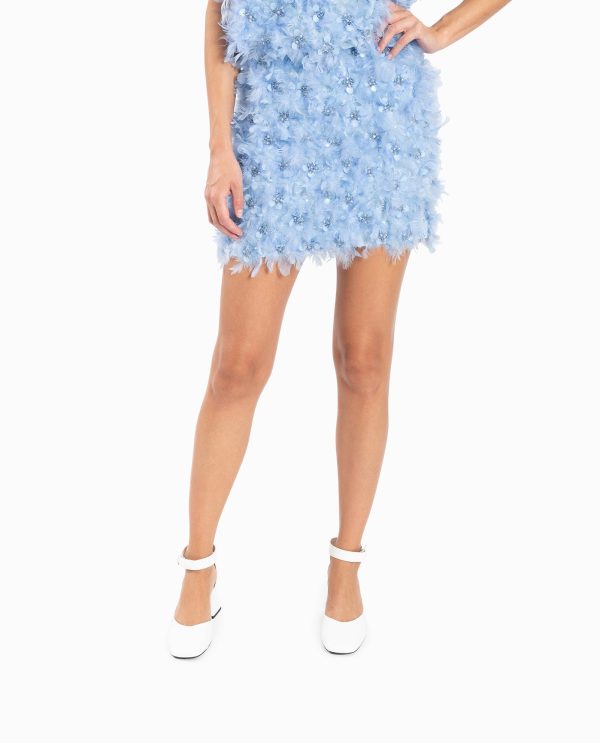 CUSTOM MADE FEATHERED FLORAL MINI SKIRT