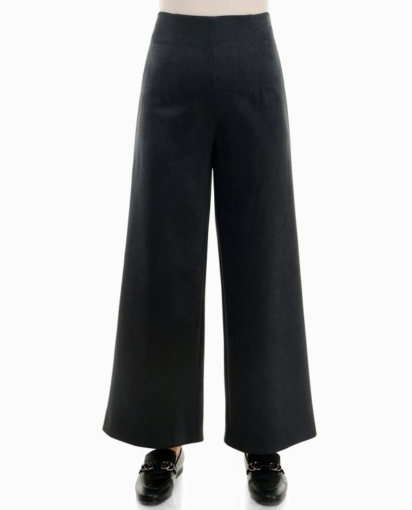 Immymart VEGAN SUEDE ZIPPER BACK WIDE LEG PANT