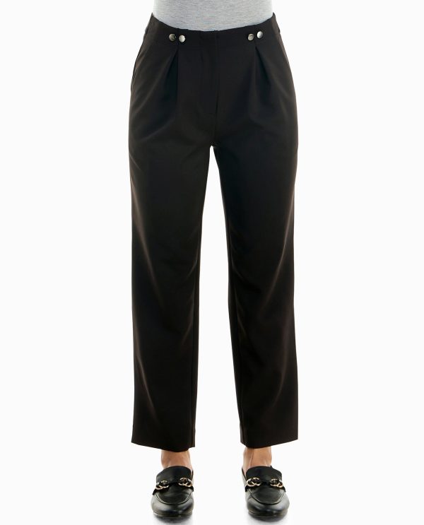 Immymart STRETCH CREPE PLEATED ZIP FRONT TROUSER