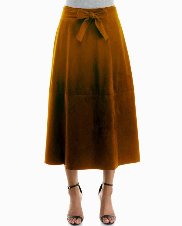 Immymart VEGAN SUEDE TIE BELT MIDI SKIRT