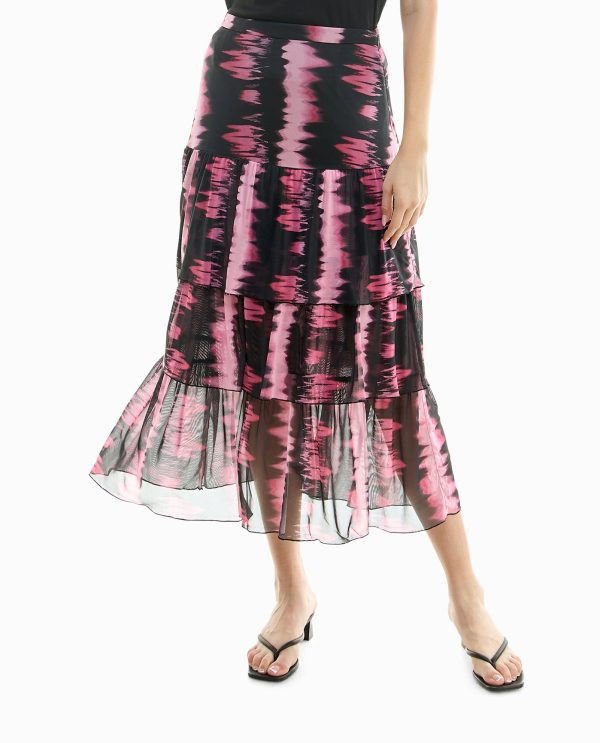 FLORA KNIT MESH LONG TIERED SKIRT